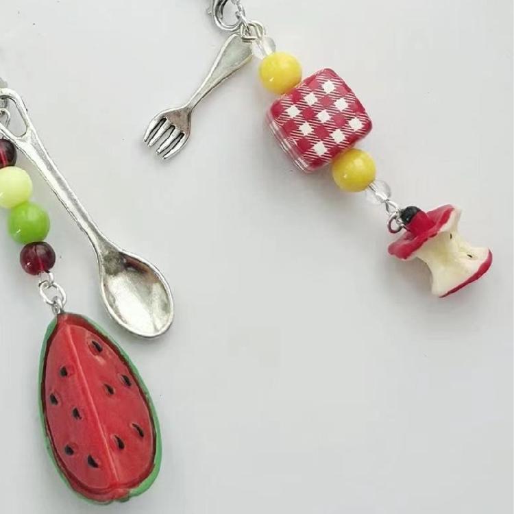 Artistics Watermelon Cheese Apples Phone Charm Keychain Sturdy Resin Craft for Bag Strap Accessories