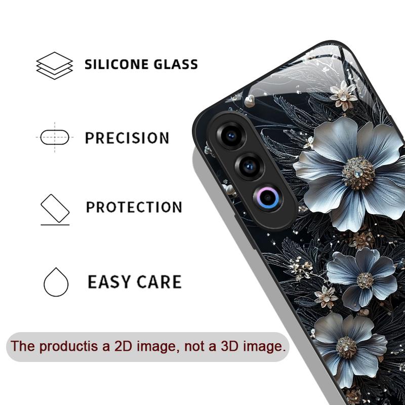 Vintage Floral Stylish Lotus Flower Tempered Glass Phone Case for OnePlus 13R 12 11 10 9 Nord CE4 3 2 Lite ACE2 ACE3 Pro Covers