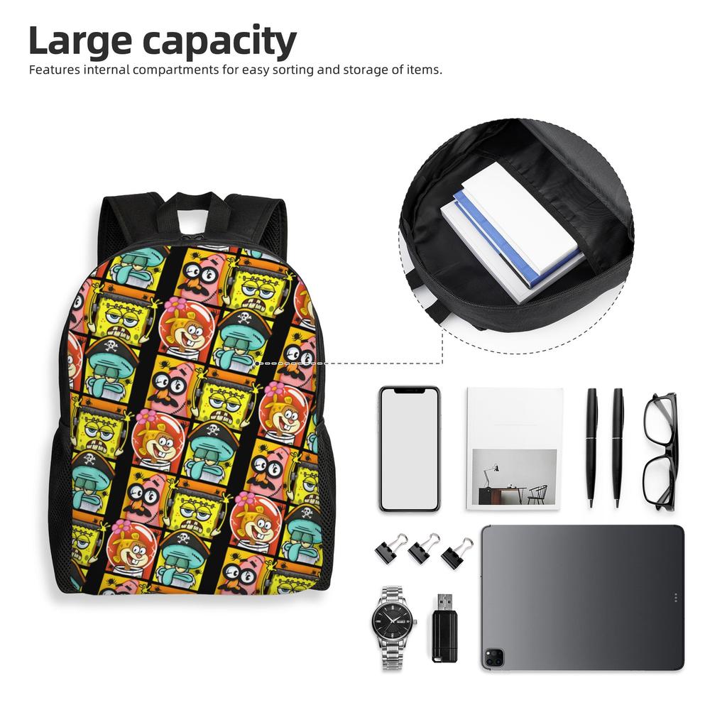 S-Sponges Anime Bobes Backpacks for Women Men College School Student Bookbag Fits 15 Inch Laptop Cartoon Bags