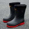 Fashion Men's Water Shoes Winter Wear Non-slip Work Rain Boots New Warm Bundle Middle Tube Rain Shoes Men