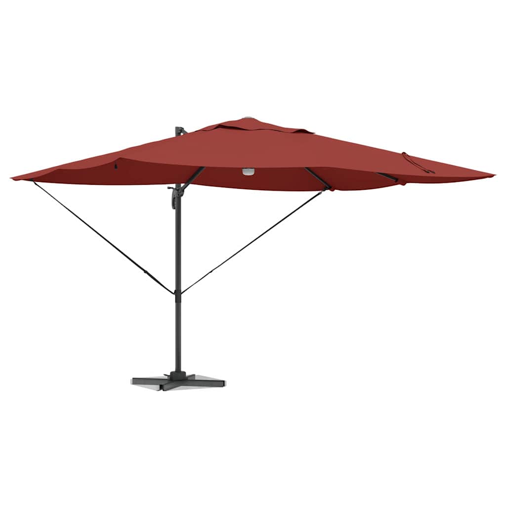 Cantilever Sun Umbrella with LED Light Strips Terracotta 351 X 250 X 253 Cm