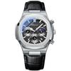 CHENXI Multifunctional Men's Watch True Three Sub-dials Six Hands Calendar Moon Phase Chronograph Octagonal Quartz Watch Reloj