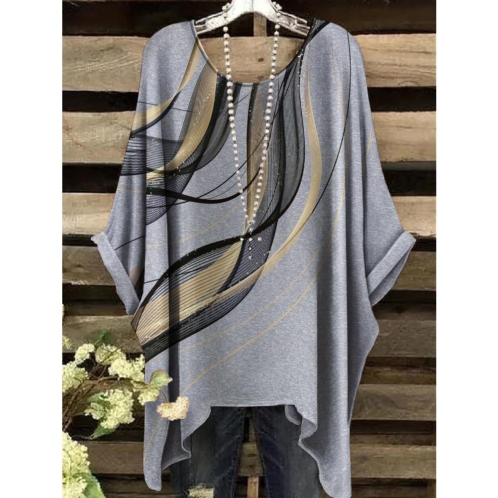 New 2025 T-Shirts for Women Gold Marble Print Versatile Machine Summer Comfort Short Sleeve Washable Bohemian Vintage Clothing