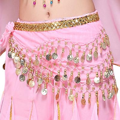 Fashion Tassel Belly Dance Hip Scarf with Gold Color Coin Sequins Women Belt Skirt Dancer Skirt Show Costumes