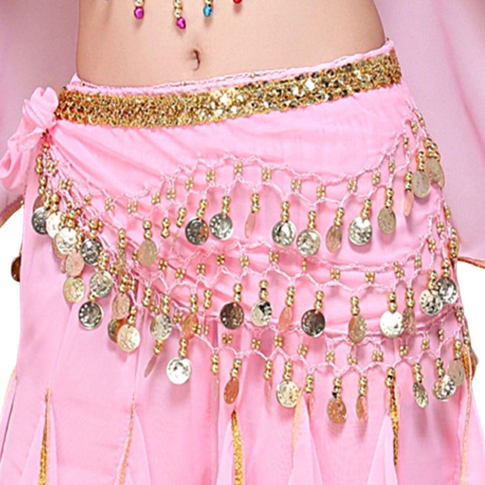 with Gold Color Coin Women Belt Skirt Tassel Belly Dance Belt Fashion Waist Chain Show Costumes