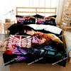 Juego de cama de Ataque a los Titanes AOT impreso en 3D Anime Eren Yeager Funda de edredón Doble Twin Completo Queen King Adulto Niños Ropa de cama Edredón