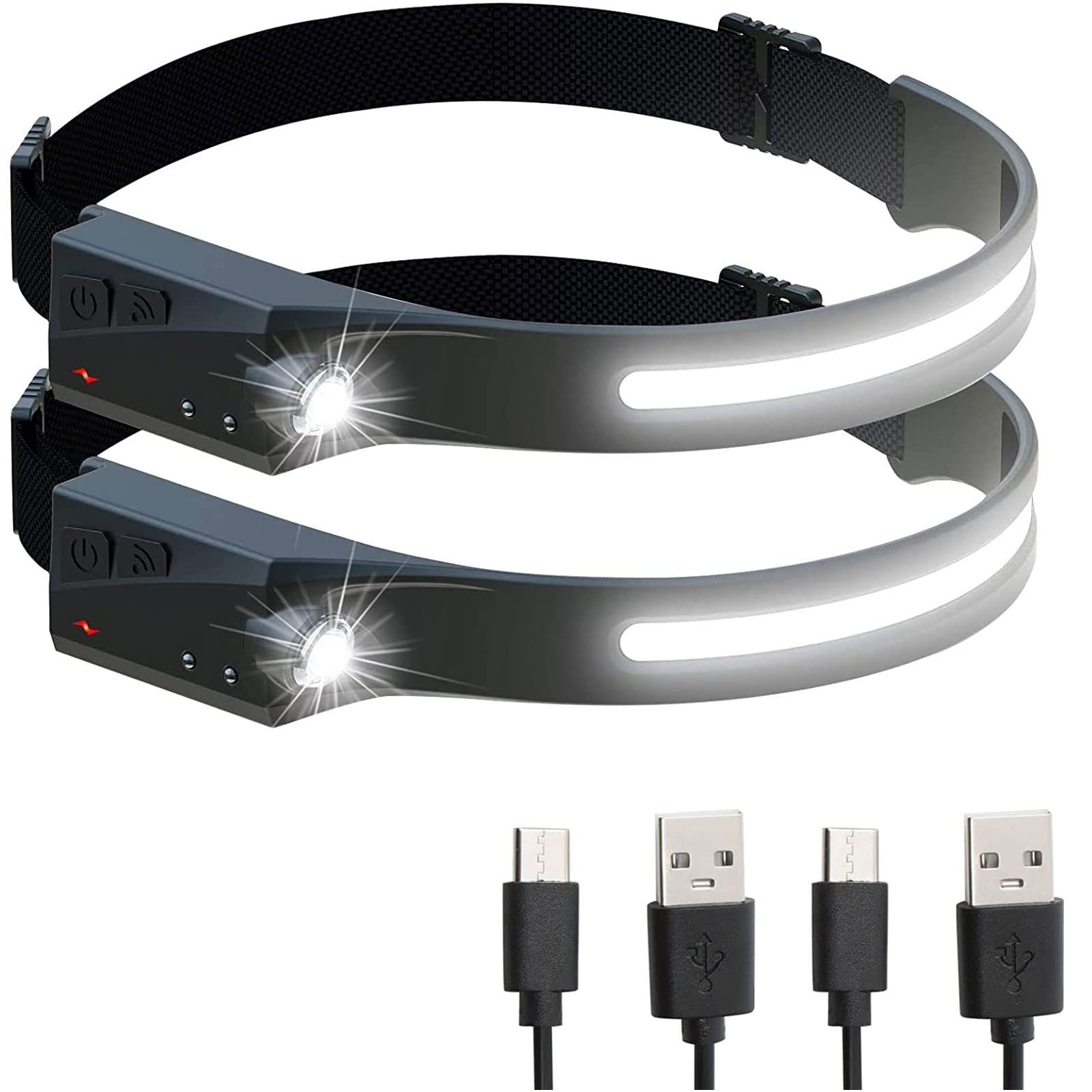 

Светодиодный USB 5 Освещение IPX4 Водонепроницаемый и 1200 мАч До 8 часов SOS Идеально для ночи и аварийной готовности Налобный фонарь высокой яркости,