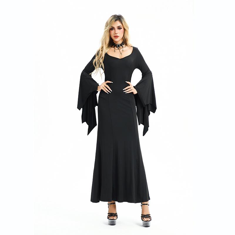 Halloween Costume Style American Spice Girls Nightclub Queen Bat Sleeve Slim Dress Dark Goth Women's Clothing