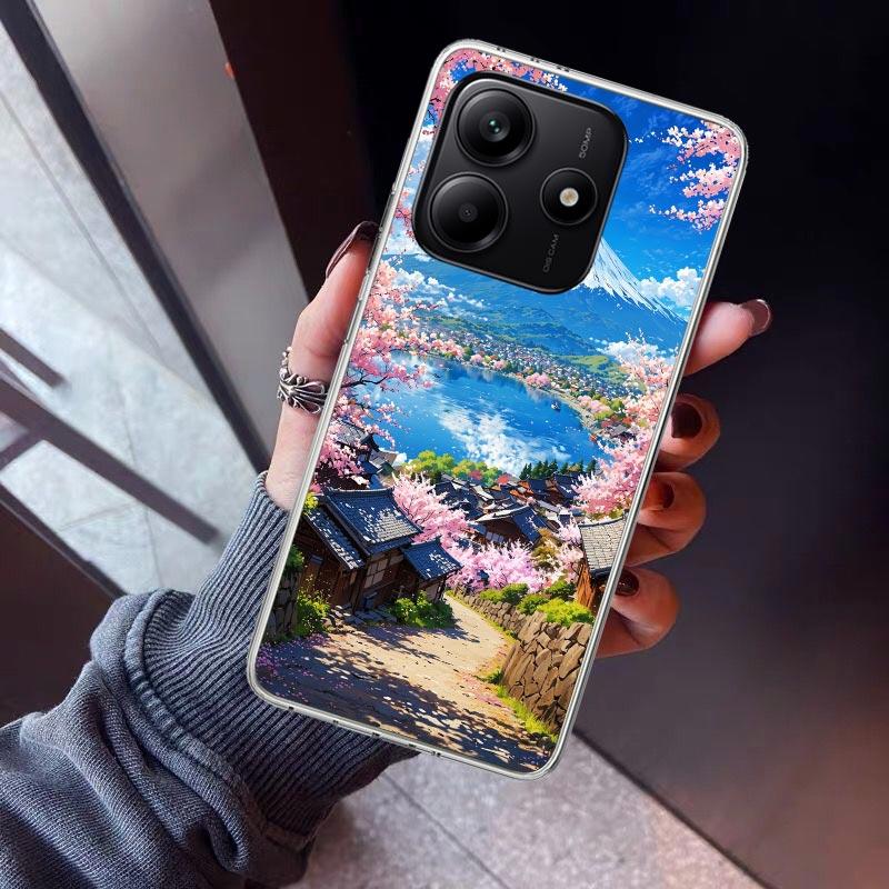 

Japanese Cherry Mount Fuji Phone Case For Xiaomi Redmi Note 10 11 12 13 14 15 Pro Plus 11S 12S 14S 11T 11E 10S Soft TPU Back Cov Redmi Note 13 Pro 4G