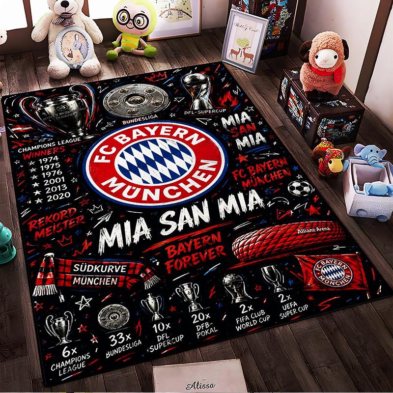 Bayern Munich Champions Design Rug Non-slip Rug Suitable for Living Room and Bedroom Sofas.