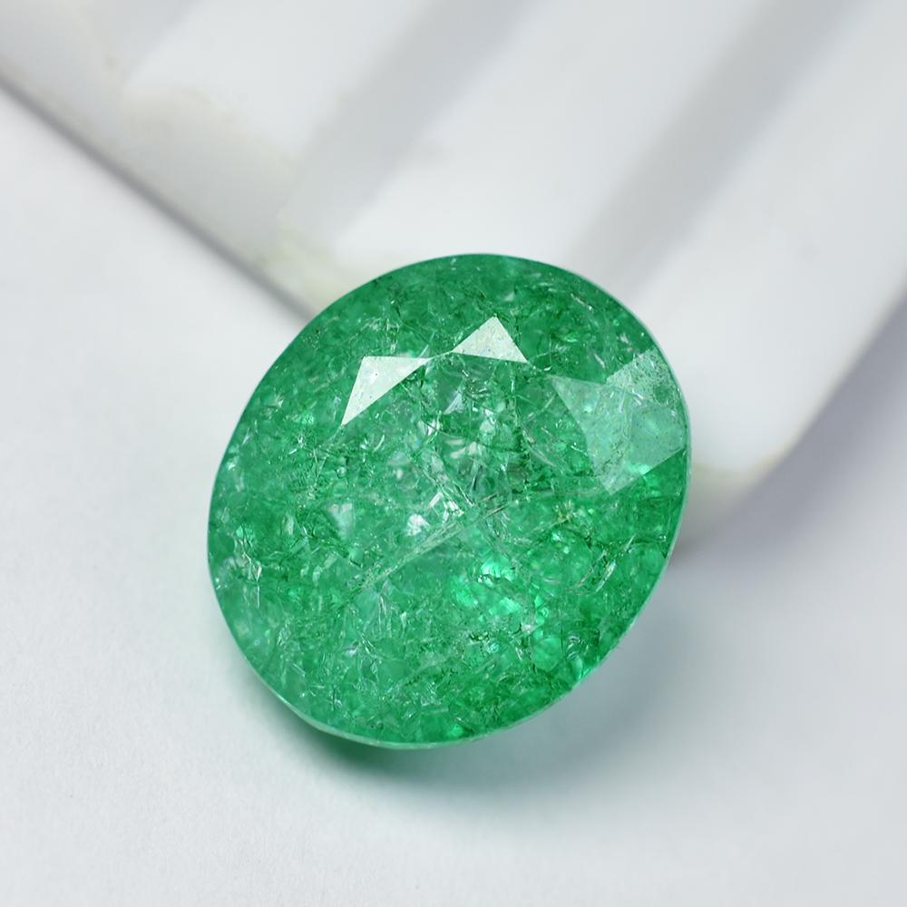 Flawless A+ Quality Natural Oval Cut Green Emerald Gemstone 19.15 Ct Certified