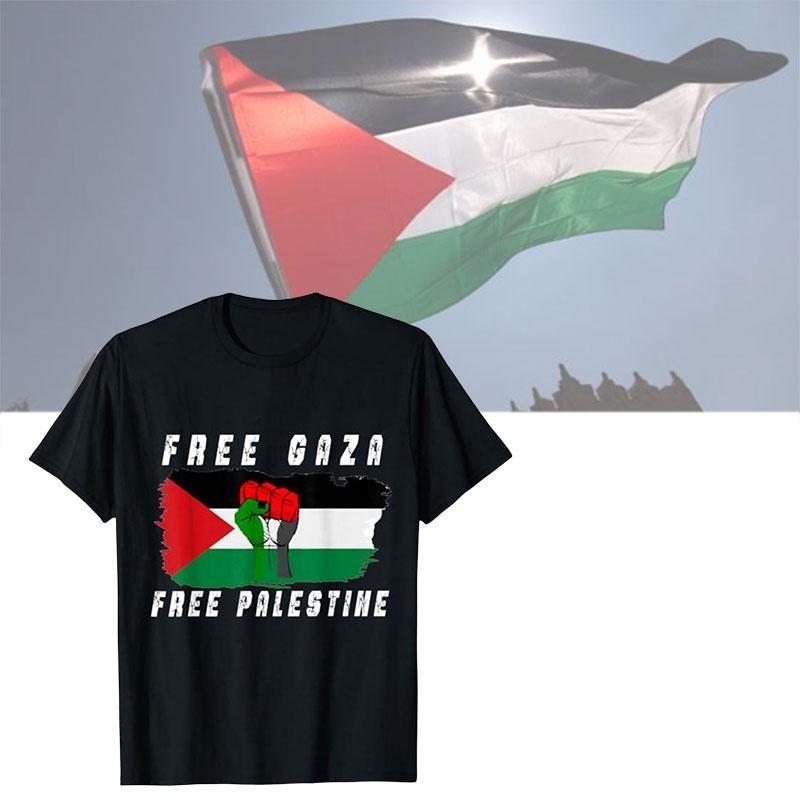 Kostenloses Palästina Cartoon Anime Kurzarm T-Shirt für Jugendliche