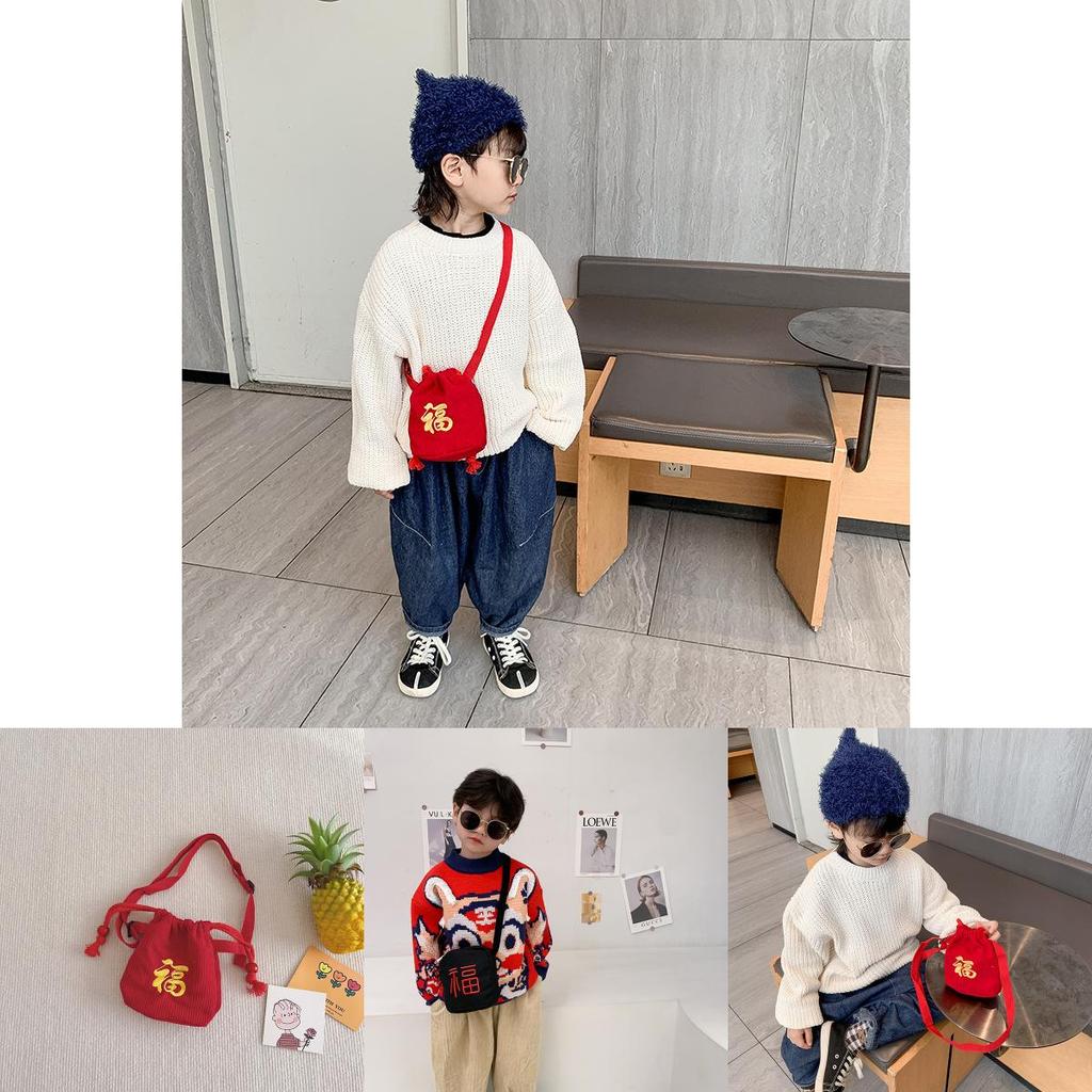 Adorable Embroidered Corduroy Kids Crossbody Bag 2024 Year Of The Dragon Gift