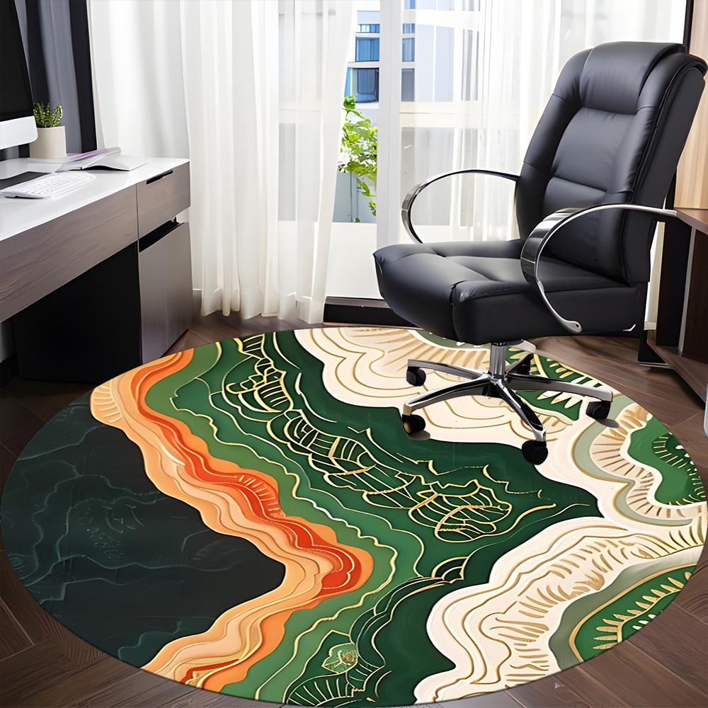 1pc Abstract Patterns Office Round Area Rug,  Mat Suitable For Office, Under Office Chairs Bedroom Living Room Home Decor, Room Deco