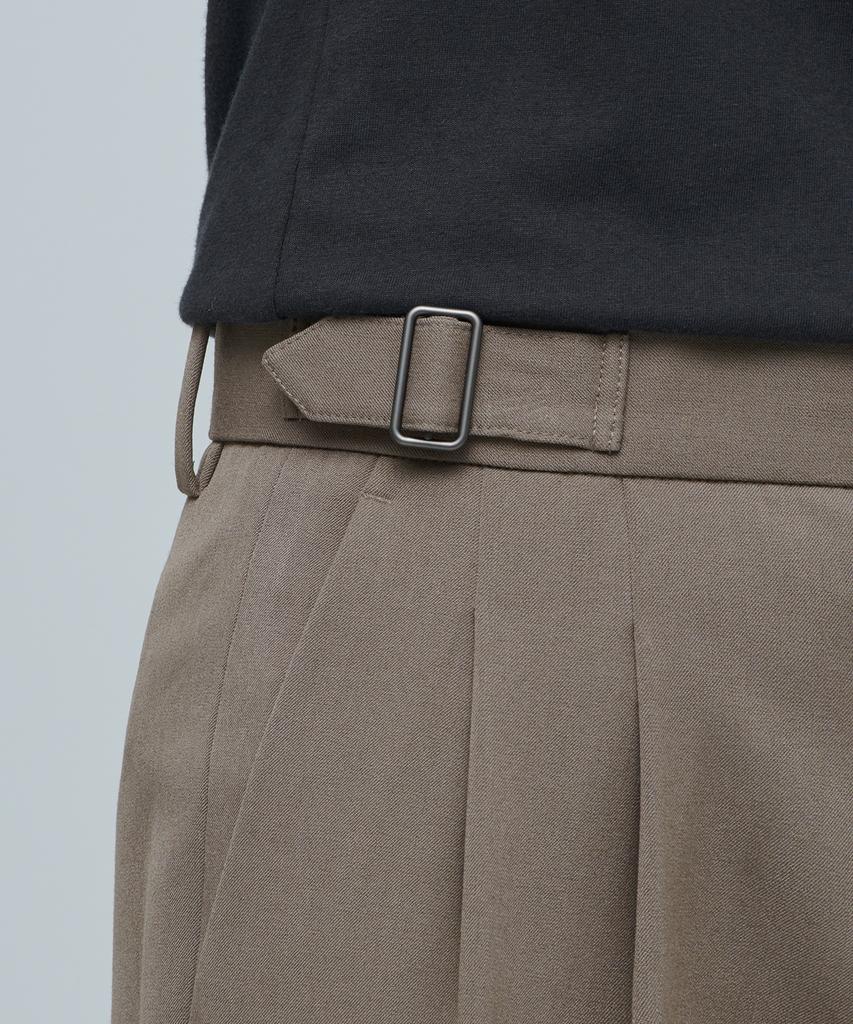 Musinsa Standard Side Adjust Two-Tuck Wide Slacks [Dusty Beige]