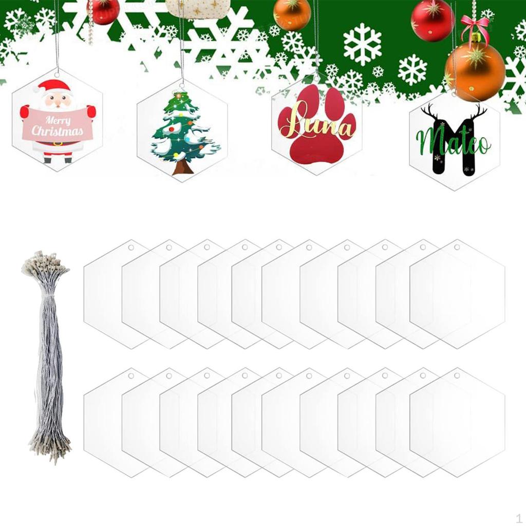 20-Piece Acrylic Christmas Ornaments Set for Personalized Holiday Decor