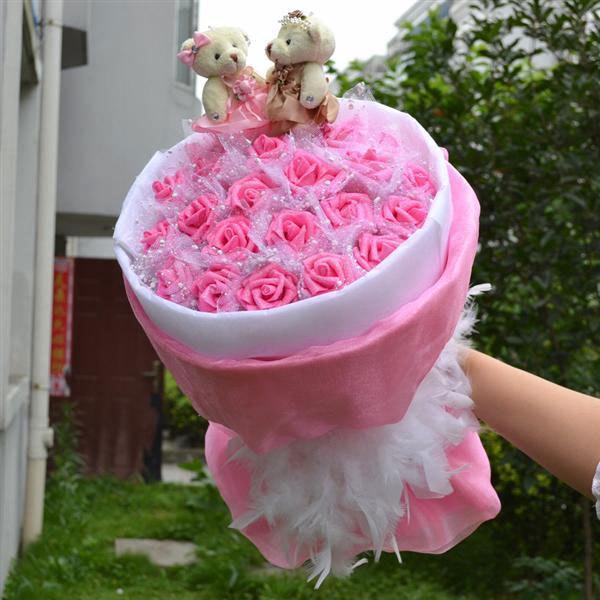 Changyi Glitter Rose Artificial Flower Head - PE Foam Simulation Rose