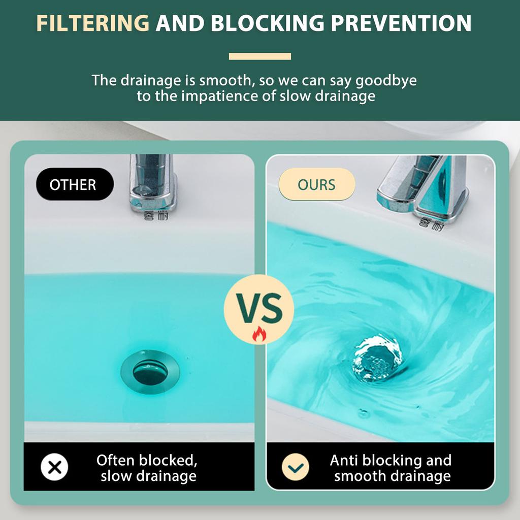 Universal Washbasin Leaking Stopper Push Type Bounces Drain Filter for Bathroom Kitchen