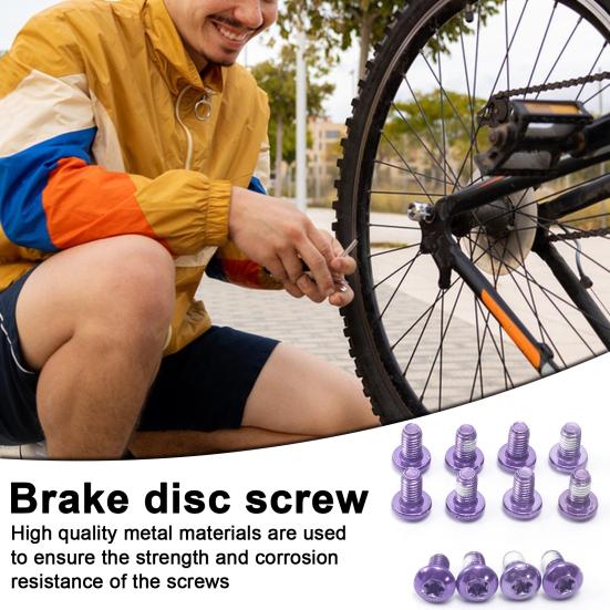 12Pcs M5x9 Bike Disc Brake Bolt Heavy Duty Colorful Metal T25 Mountain Bicycle Disc Brake Rotor Screw Bike Parts Replacement Accessories