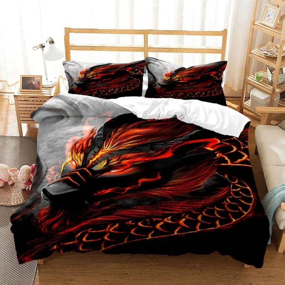3D Dragon Tier Printed Queen Bedding Set King Size Bedding Set Soft and Comfortable Bedding Set Luxury