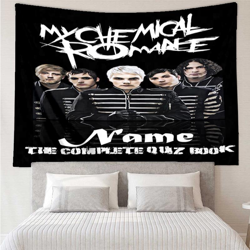 Custom Name My Chemical Romance Print Tapestry, Backdrop, Easy Setup, Ideal for Bedroom, Office & Living Room, with Aesthetic Wall Hanging Decor.