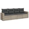 4 Piece Garden Sofa Set with Cushions Light Grey Poly Rattan