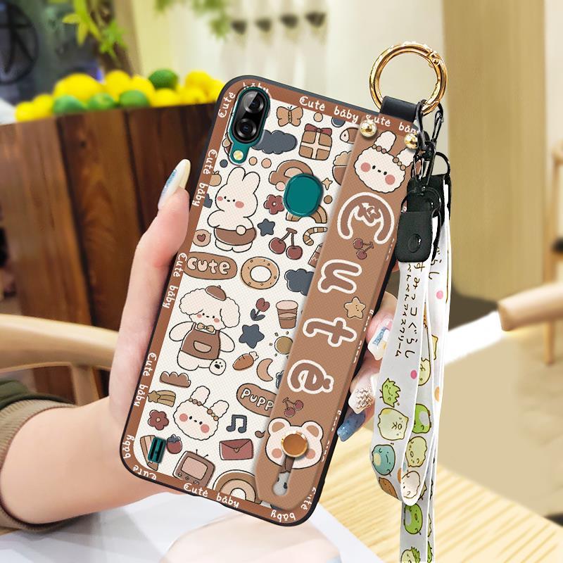 Kickstand Fashion Design Phone Case For Blackview A60 Pro Dirt-resistant Wrist Strap Anti-dust Shockproof Silicone Ring