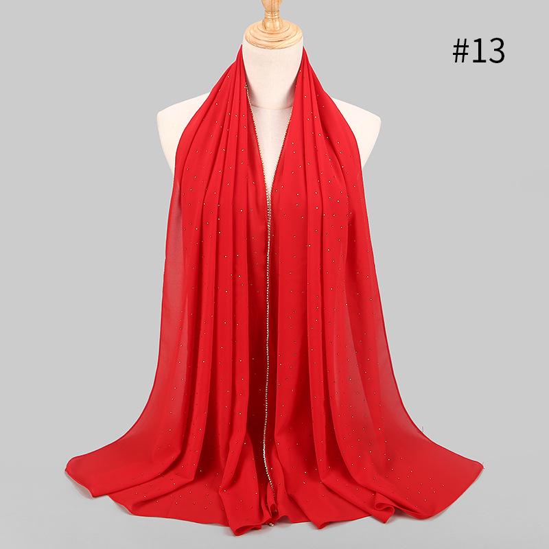 Lain Pearl Bubble Chiffon Diamond Rhinestone Shawl Scarf High Quality Shimmer Beads Headband Wrap Foulard Muslim Hijab Sjaal