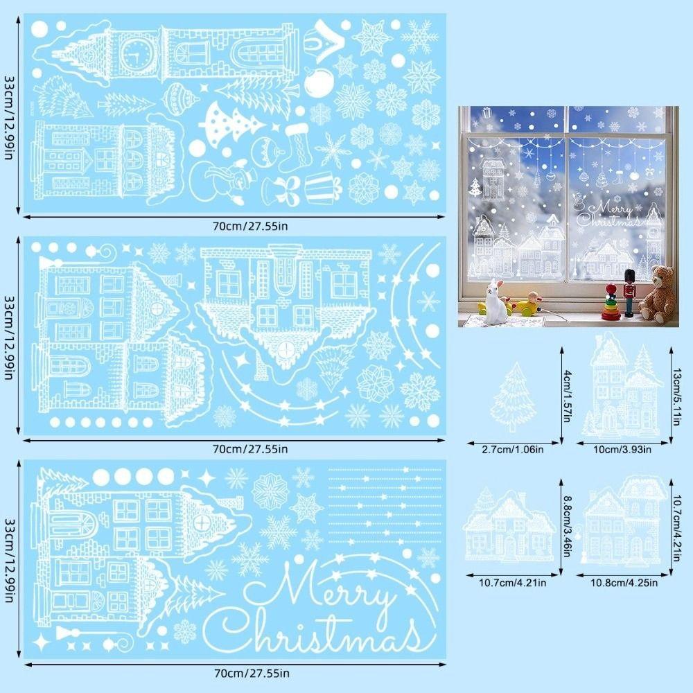 White Castle Christmas Window Sticker Self Adhesive Static Cling Decals Xmas Season