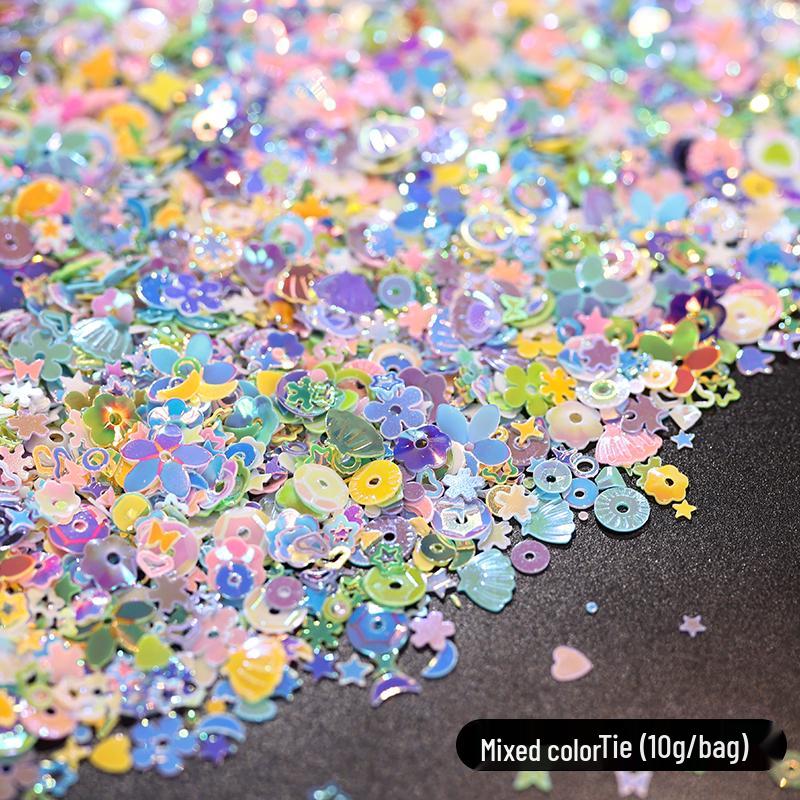 Macaron Color Iridescent Plum Blossom Sequin Box – DIY Handmade Decoration and Quicksand Filler