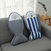 Nautical Fish Canvas Pillow Striped Fish Shape Throw Pillow Stuffed Plushie Hugging Back Cushion Sofa Bedroom Living Room Decoration