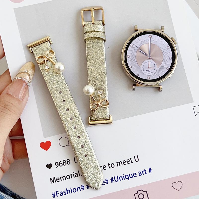 

Glitter Bow Watch Strap for Huawei 8/9/GT5/GT6, Watch 4/3 Pro, and Fit 3 Models. Watch Buds-22mm золотий