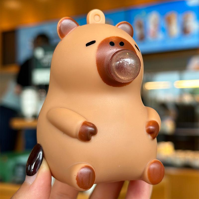 Poupée Capybara Pendentif à Pincer Jouets Écraser Cracher Bulle Jouet de Décompression Pendentif Décoration Cartable Enfant Cadeau de fête