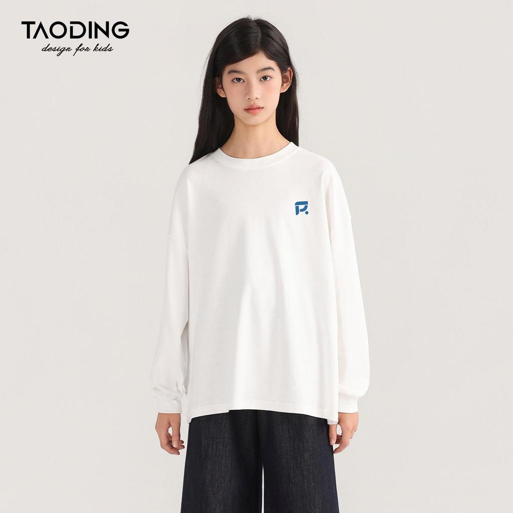 Tao Town Girls' Long-Sleeve Fashionable Loose Top - Versatile Spring/Autumn 2025