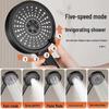 Black Universal Five-Speed Air-Boost Shower Head For Bathroom