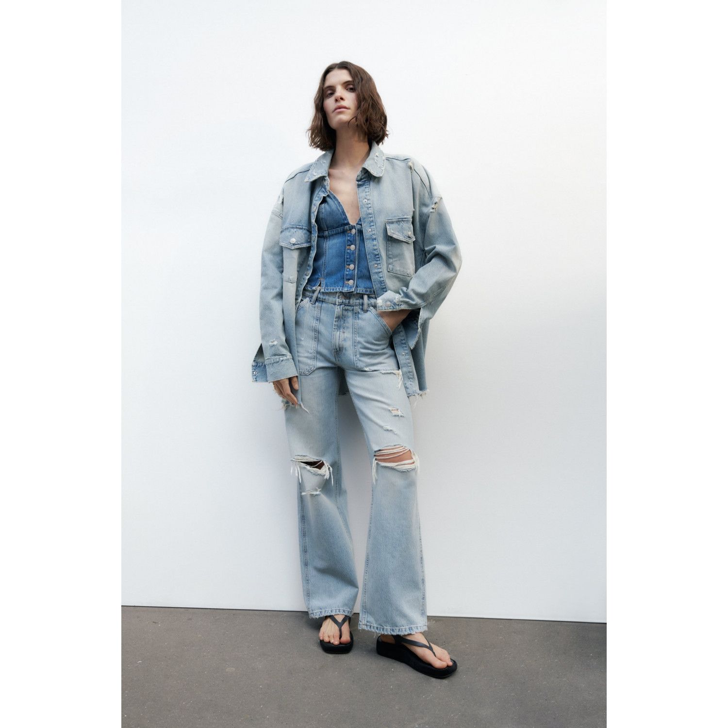 

WIDE-LEG RIPPED TRF JEANS