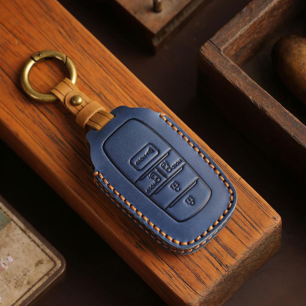 Leather Car Key Cover Case for TOYOTA Sienna RAV4 VENZA Mirai Hybrid Vehicles Alphard PREVIA Voxy Keyless Go Remote Keychain Set