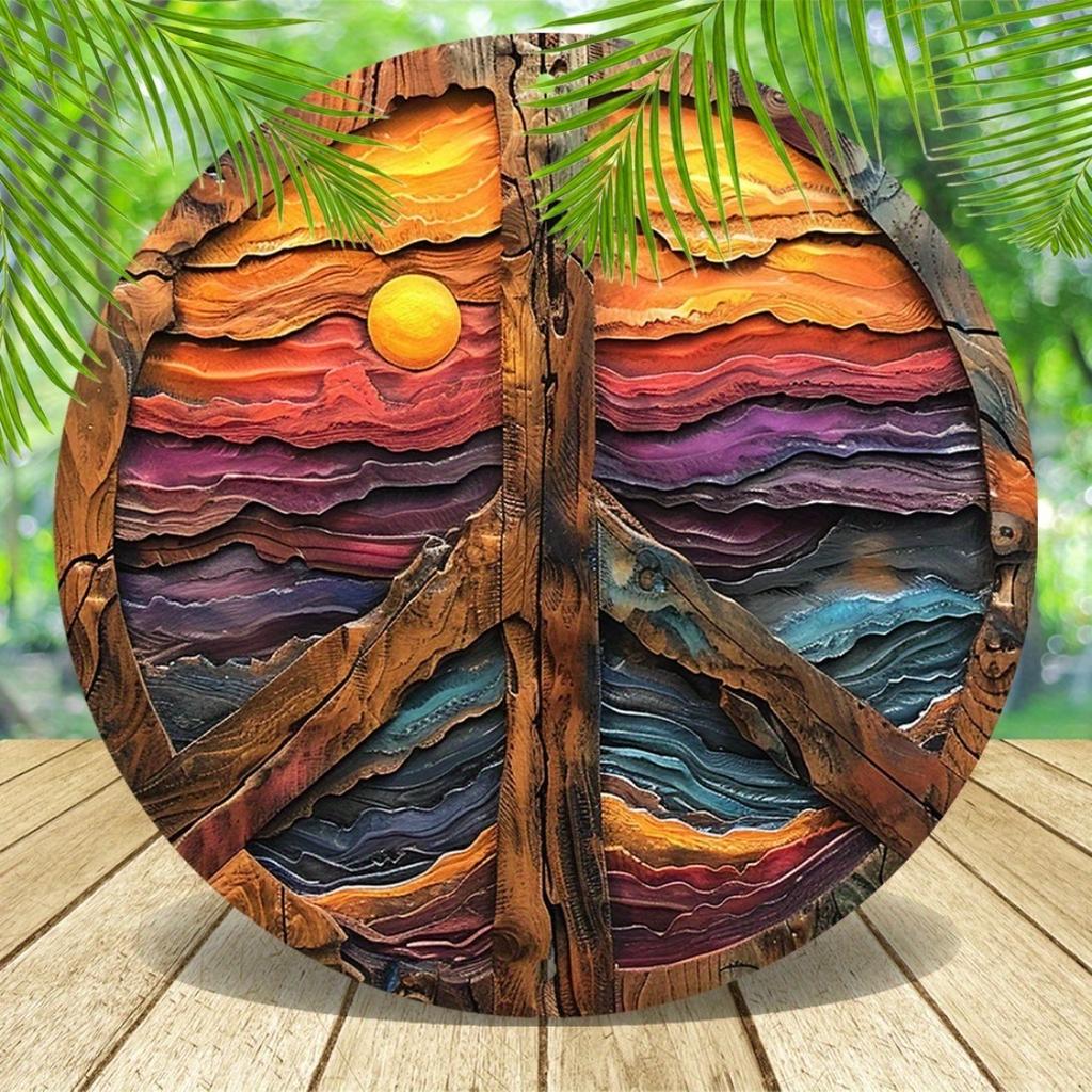 Vintage Barış İşareti Duvar Sanatı, Tüysüz, Elektriksiz, Bahçe, Yatak Odası, Garaj için Dayanıklı Sanat Dekoru - Dokulu Yüksek Çözünürlüklü