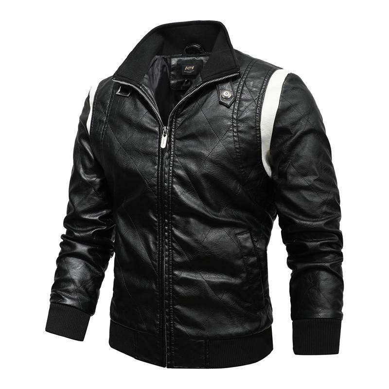 2021 Men's Fashion Hooded Embroidered Leather Motorcycle Jacket, Autumn/Winter Outerwear