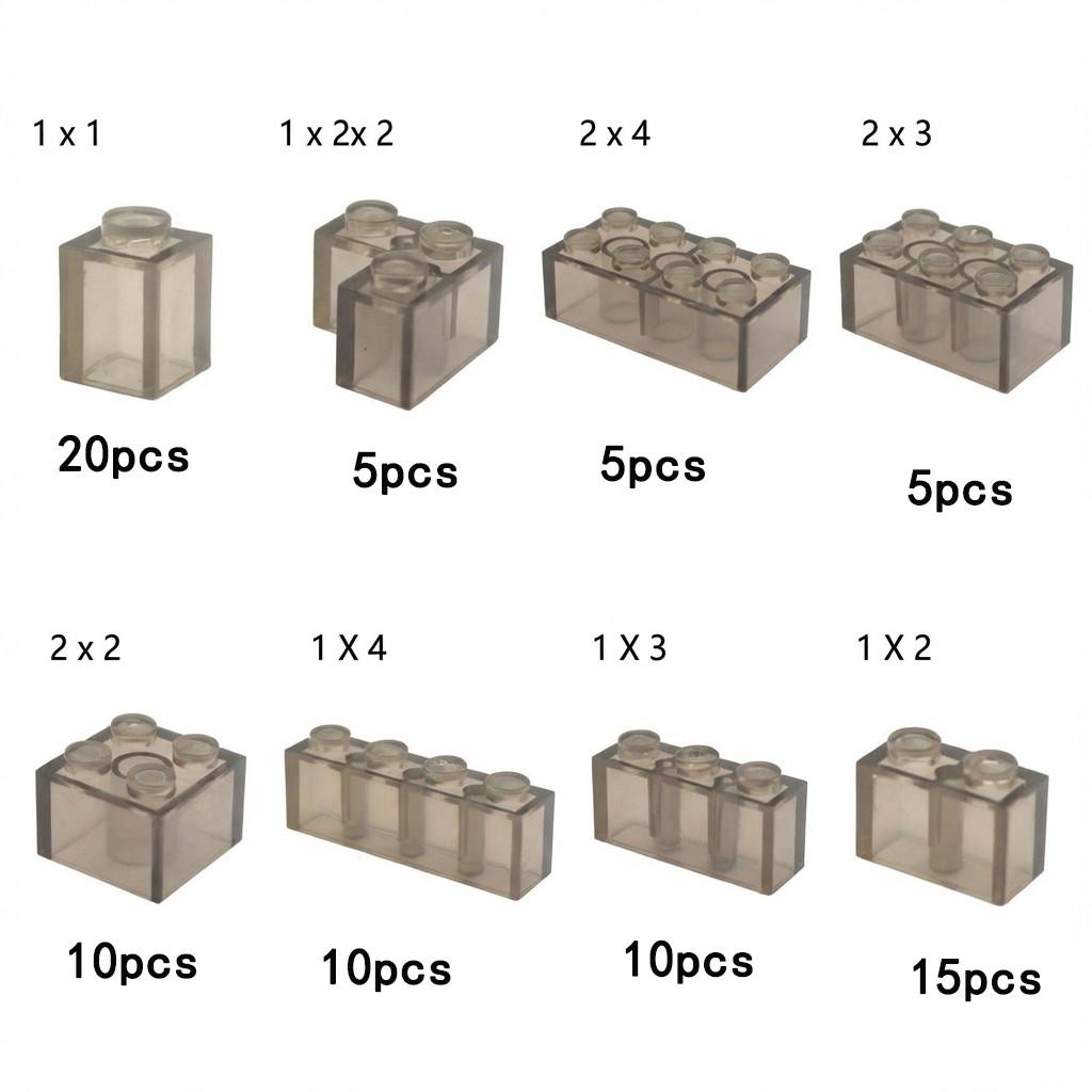 

80 шт. Прозрачные Серые Толстые Строительные Кубики 1x1 1x2 2x2 2x4 Точки Прозрачный Черный Кирпичик Образовательный Креативная Игрушка для Ребенка Совместимый Бренд