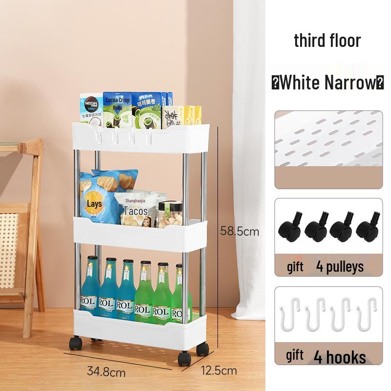 

Тележка Стойка: Многоярусное хранение в зазорах ванной, туалета и кухни