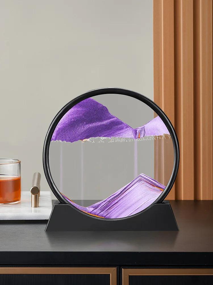 3D Hareketli Kum Sanat Resmi Yuvarlak Cam Derin Deniz Kum Manzarası Kum Saati Bataklık El Sanatları Akan Kum Boyama Ofis Ev Dekoru Hediye