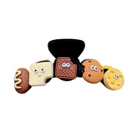 Hair Claw Cartoon Bear Cat Biscuit Design No Pressure Strong Grip Hair Clip Large Size Back Head Shark Clip Hair Accessory