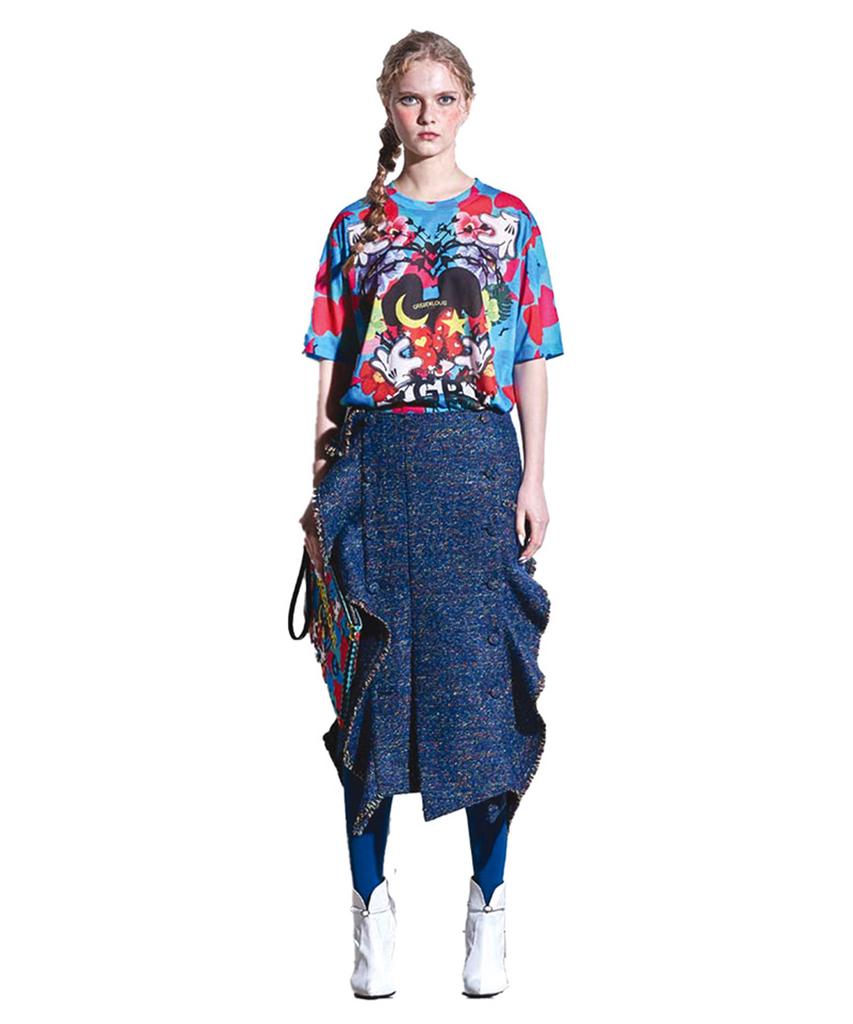GREEDILOUS Blue Camouflage One-Point T-Shirt