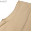 ZANZEA Women Casual Round Neck Summer Sleeveless Long Dress