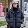 Winter new plaid cotton clothes women's short thickened warm stand-up neck cotton-padded clothes jacket loose casual bread clothes