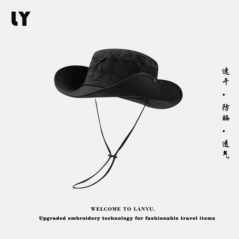 

Men s sun hat outdoor hiking hat fishing hat summer breathable sun protection big eaves bucket hat men s and women s retro style чорний