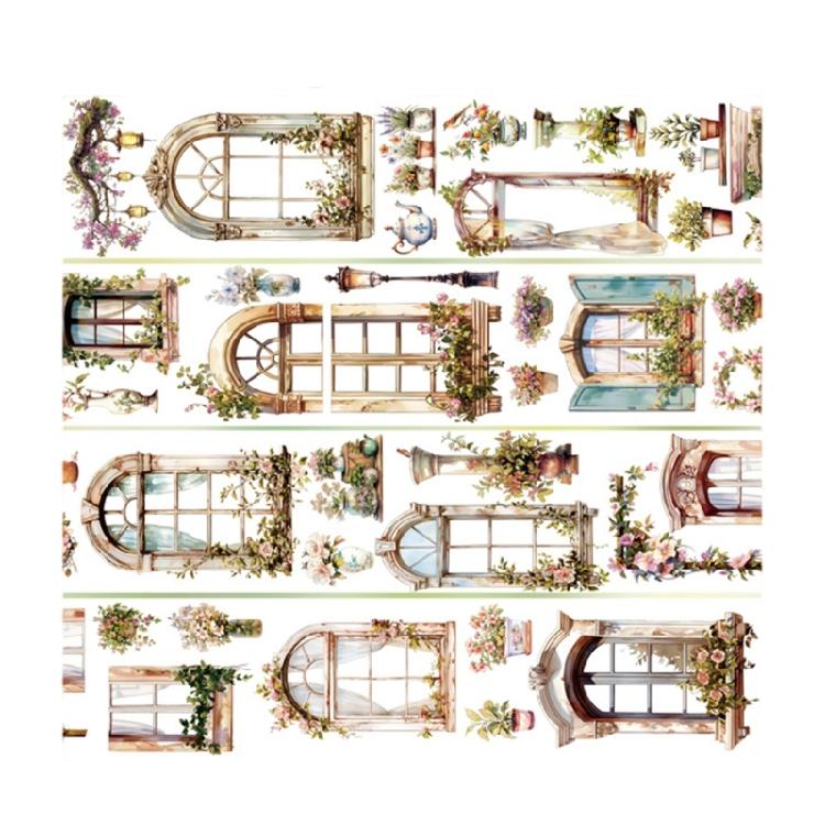 Flower Decorative Tape Water Resistant PET Tape Aesthetic Scrapbooking Tape for Journal Photo Album Planner Wrapping