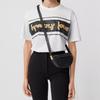 Burberry Olympia Logo Print Lambskin Half Moon Bag Women Handbags Black 80359841