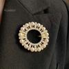 Wedding Dress Accessory Faux Pearl Rhinestone Ring Brooch, Hollow Circle Alloy Lapel Pin, Brooch Sweater Cardigan Coat Suits Accessories, Jewelry Gift
